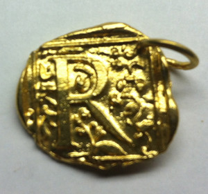 Waxing Poetic Gold Square Insignia Charm 'R'