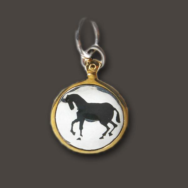 Waxing Poetic Round Charm Horse Portrait