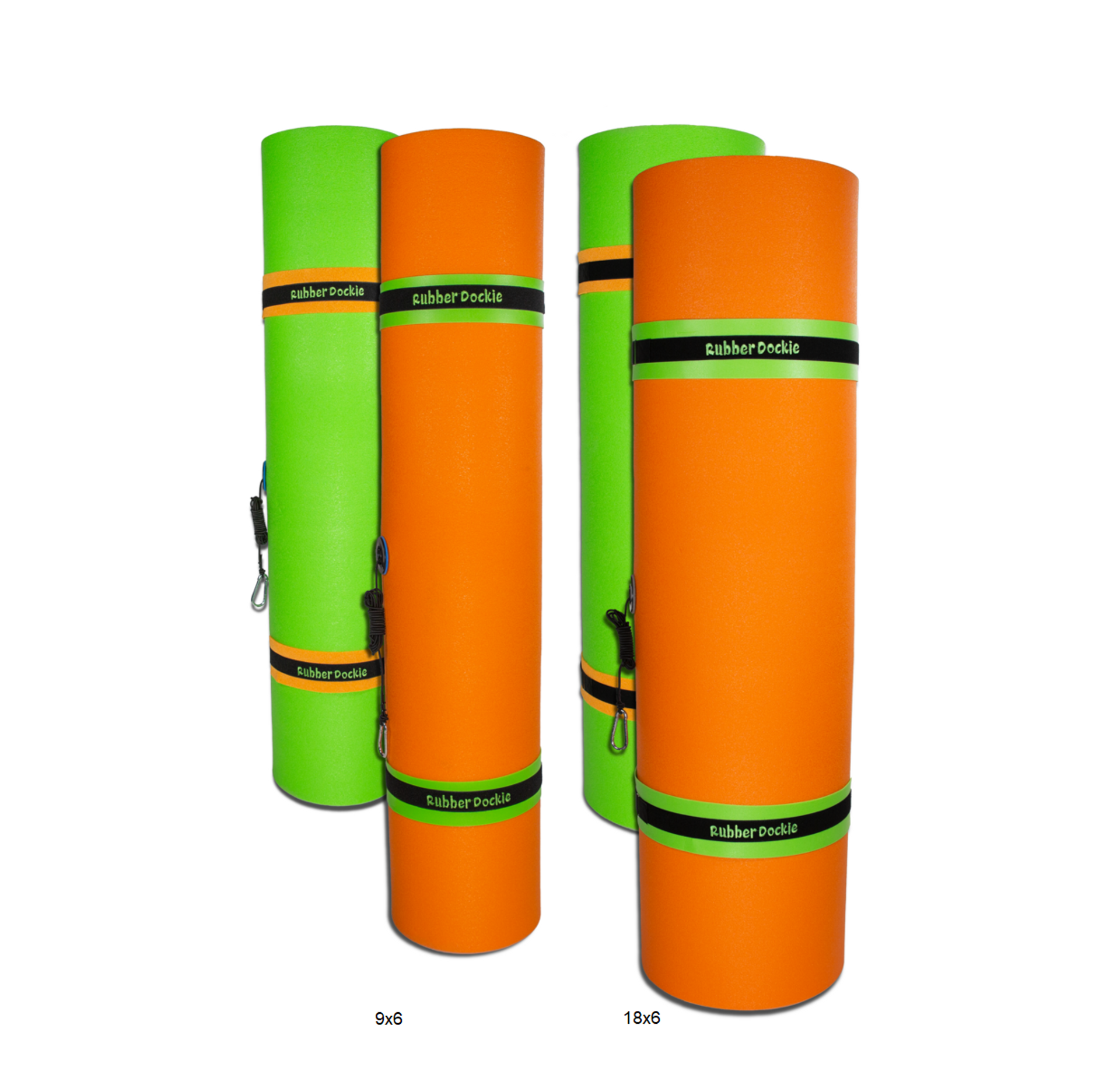 Rubber Dockie 18x6 ft Premium Foam Floating Water Mat Pad (Green & Orange)  