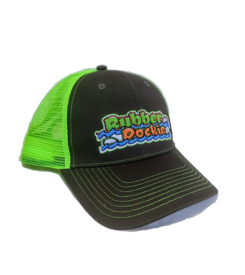 Rubber Dockie Snap Back Mesh Trucker Hat (Green)