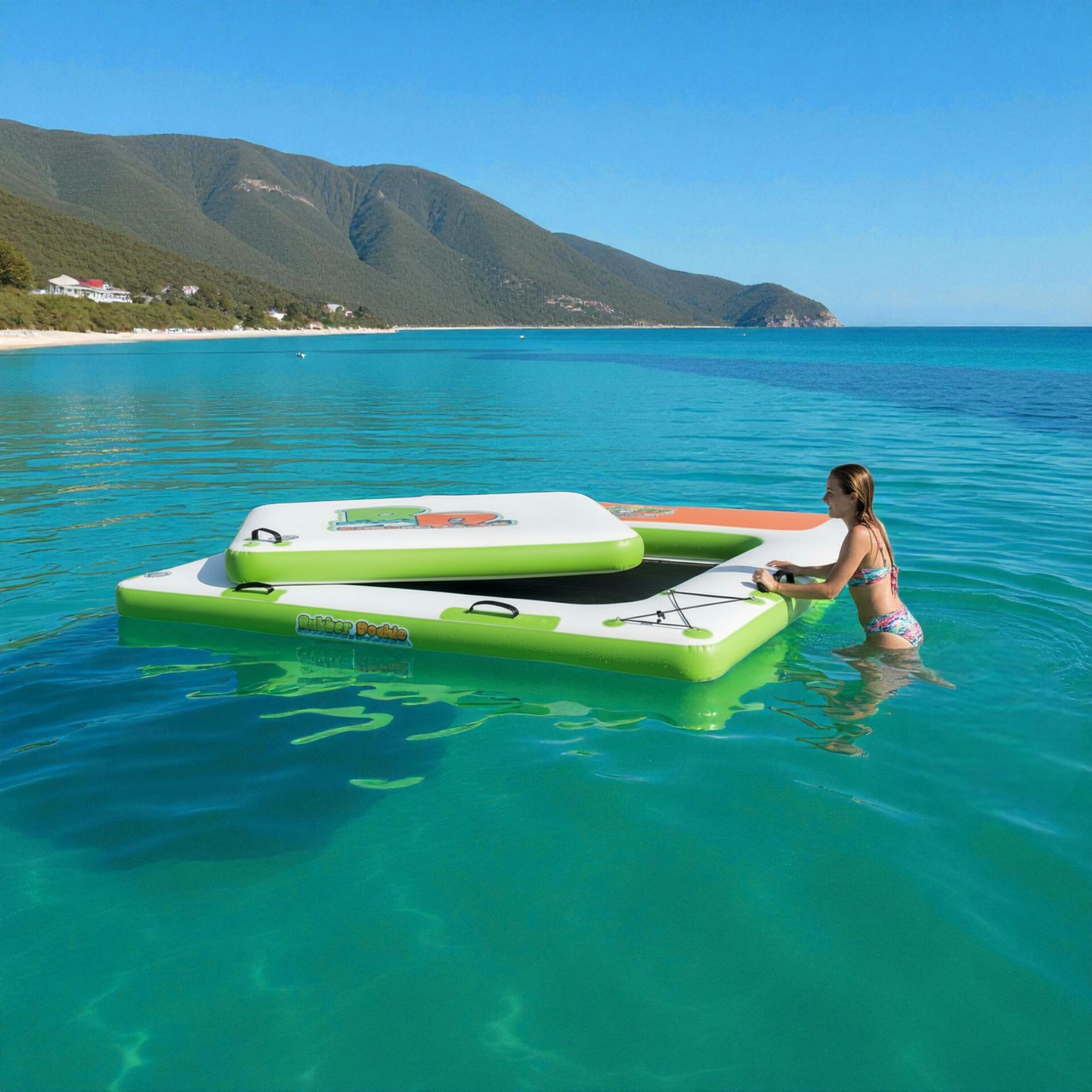 Rubber Dockie Hybrid Inflatable on calm ocean water