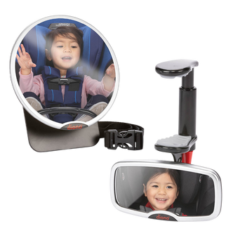 Diono Baby Car Mirror 2 Pack, Includes Easy View Safety Car Seat Mirror for Rear facing Infant & See Me Too Rear View Baby Mirror both Fully Adjustable With Wide Crystal Clear View, Shatterproof, Crash Tested [Silver]