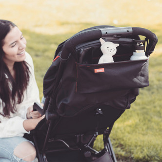 [Black]Diono Buggy Buddy® Universal Stroller Organizer With Cup Holders, Secure Attachment, Zippered Pockets, Safe & Secure [Black]