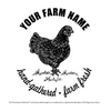 Customizable Egg Carton Stamp of a rustic backyard chicken and customize your farm name