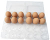 Top view of two standard Cell Split 6-Egg Clear Plastic Carton filled with brown eggs and positioned side by side