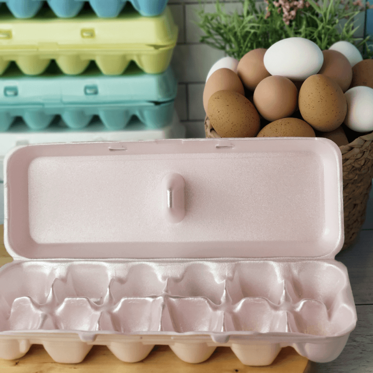 Pink Blank Foam Egg Cartons Styrofoam 12 Egg Cartons