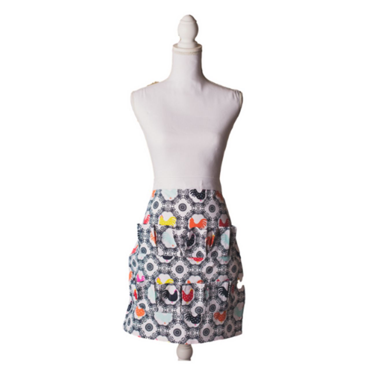 Egg Collecting Apron Half Body Adult, Roosters Roses
