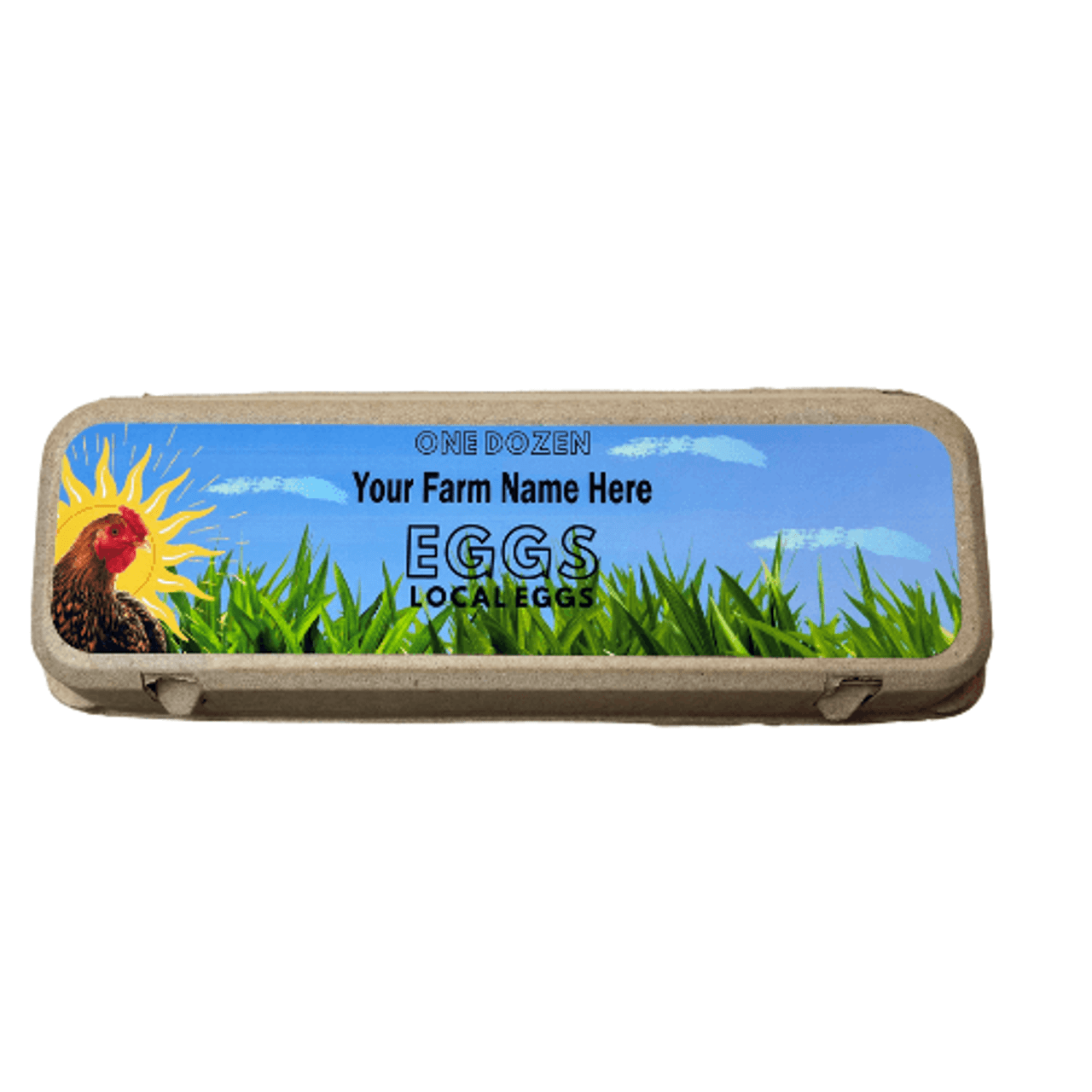 Customize your egg cartons with this personalized red barn full