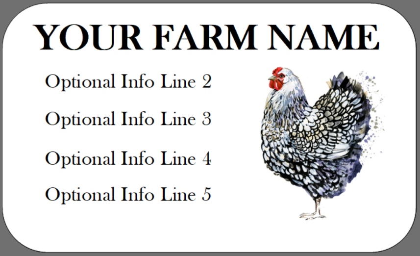 Medium Custom Carton Label Watercolor Wyandotte Chicken