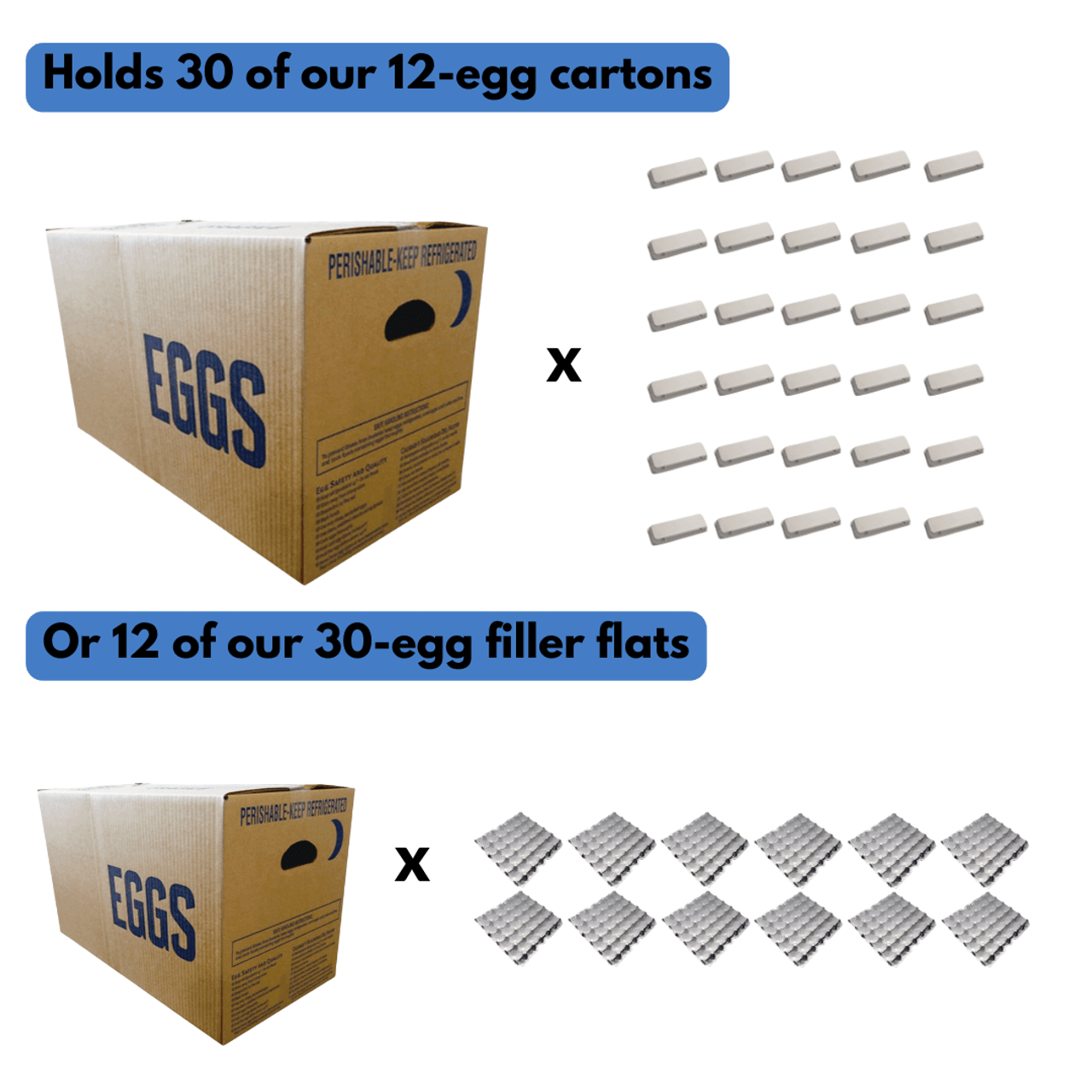 Set of 12 Egg Cartons Square Blank Carton Holds 4 Chicken Eggs 100