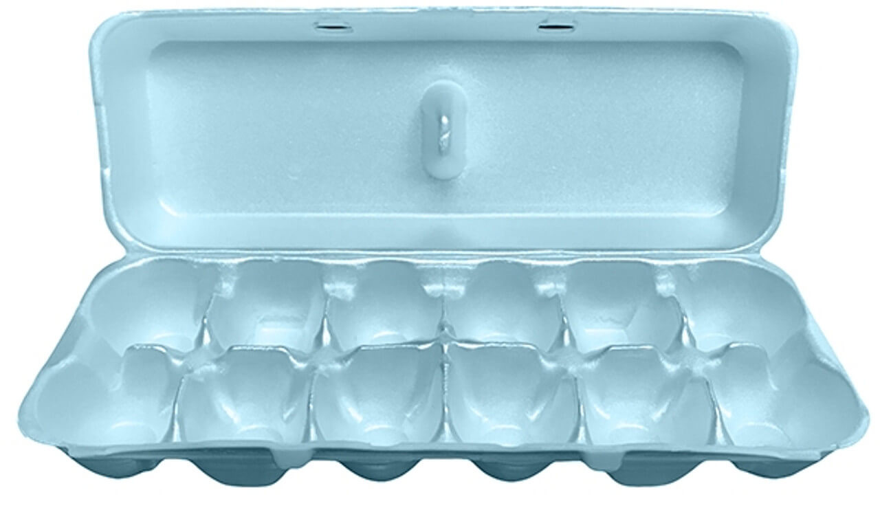 Blue 12-Egg Blank Styrofoam Carton