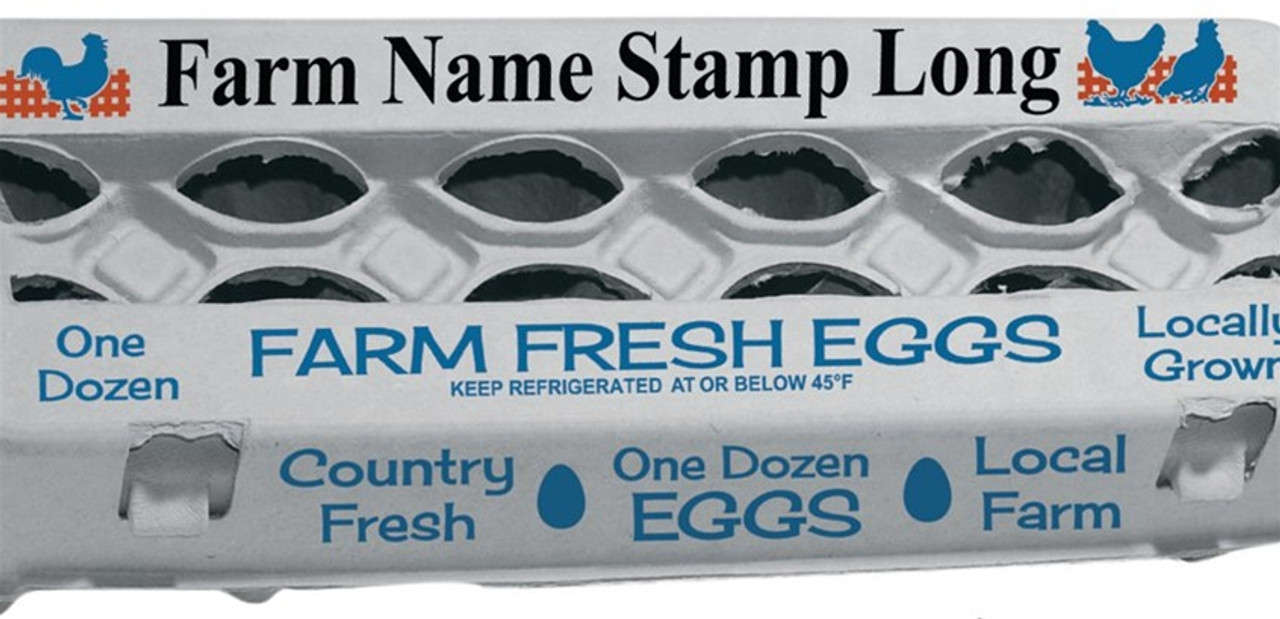 Traditional Custom Rubber Egg Box Stamp - 5 x 2 7/8 - Farm Fresh Eggs