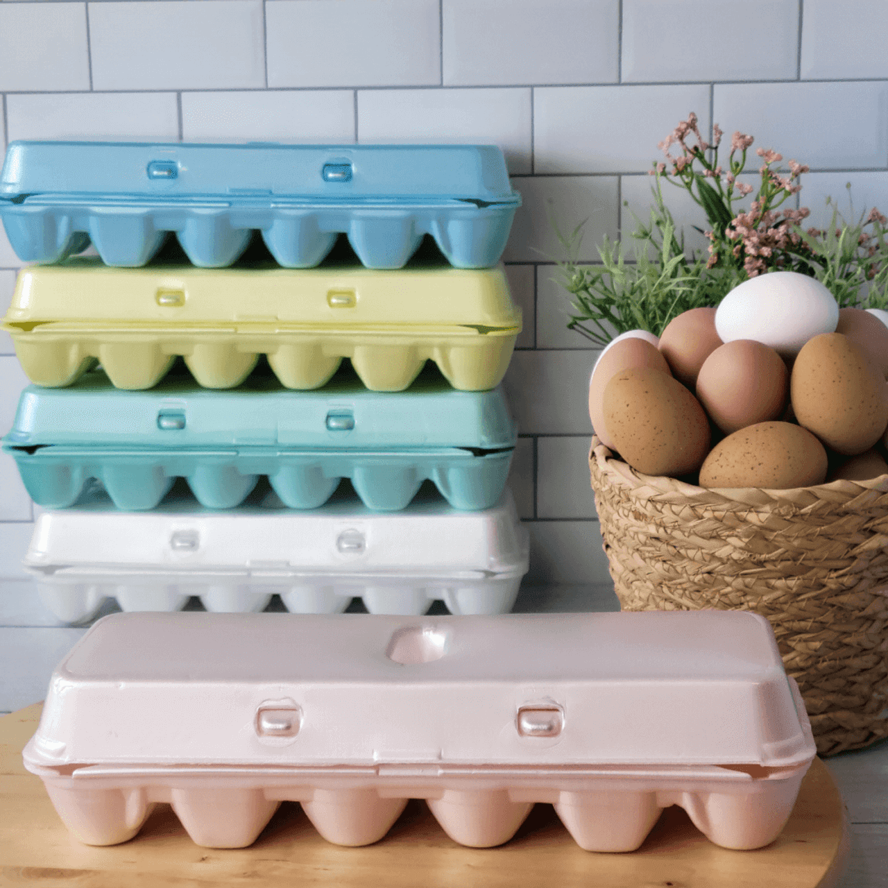 Pink 12-Egg Blank Styrofoam Carton