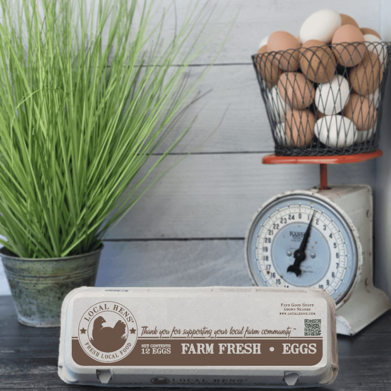 Egg Carton, Family Farm Chicken Hen Fresh Organic Rubber Stamp