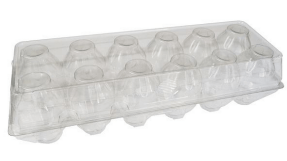 Clear Plastic Tri-Fold Egg Cartons - top view