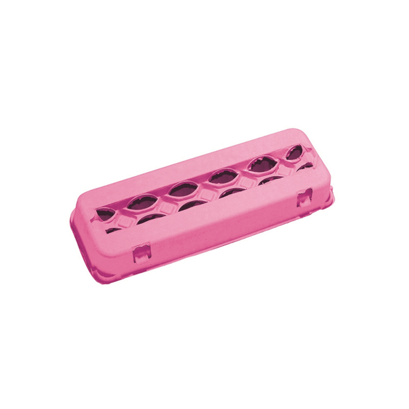blank view style pink 12 egg carton with holes in the top