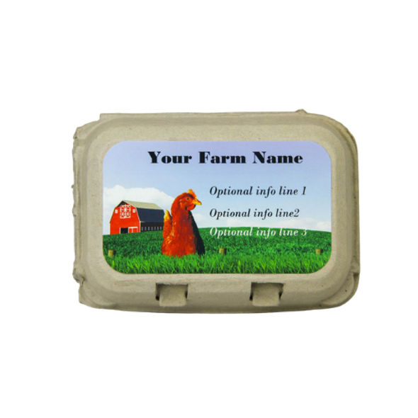 Barn & Chicken - Medium Custom Egg Carton Label