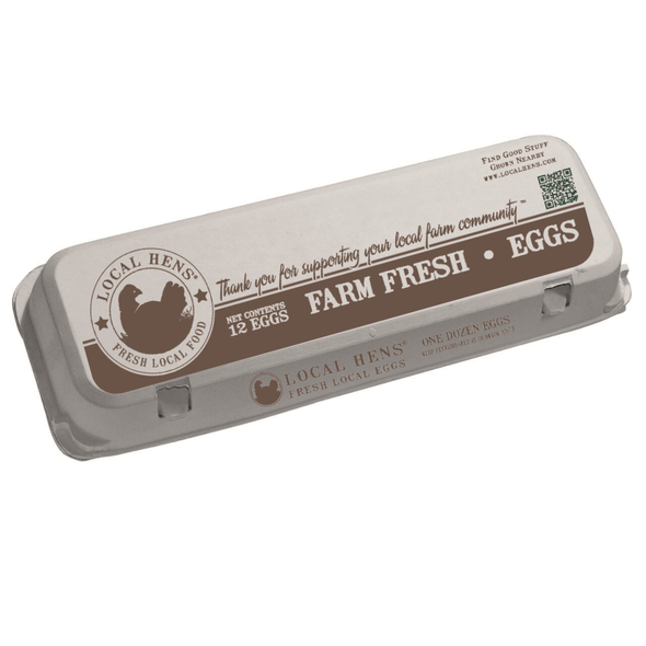 Brown Local Hens Printed No Grade/No Size Paper-Pulp Carton with UPC | Egg Carton Store