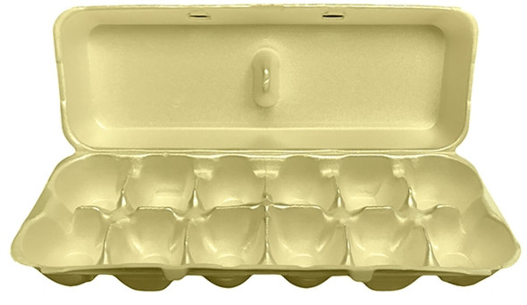 Blank 12 Egg Styrofoam Egg Carton in yellow - inside view