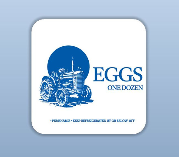 Blue Tractor One Dozen Eggs Custom Square Label