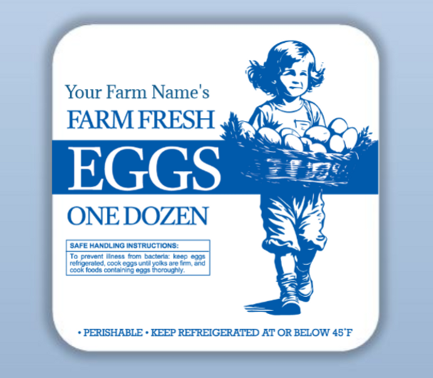 Farmer Girl One Dozen Eggs Blue Custom Square Label