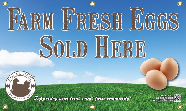Promote your farm and your fresh local eggs with this Local Hens large banner.