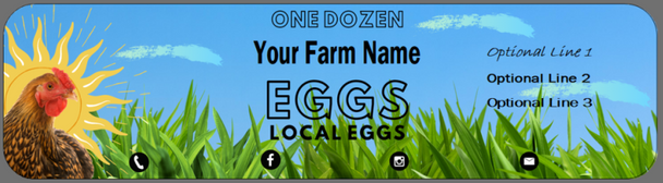 Customized Professional Egg Carton Label 2.6" x 10" - Red Barn Farm with Black Background