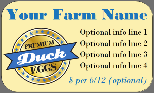 Custom Carton Label 2 x 4 -  Quail Duck Eggs