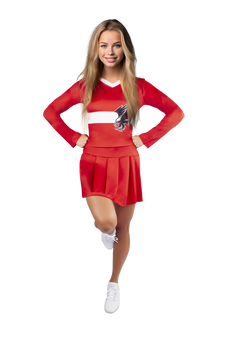 Sublimated Long Sleeve Top CF9007 paired with Sublimated 12-Pleat Skirt CF9055