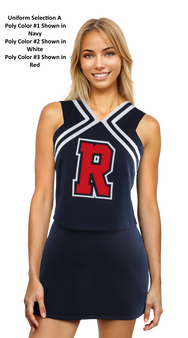 Selection A - Custom CF1678 Vest paired with A-Line skirt CF2012.  Poly Color #1 Shown in Navy, Poly Color #2 Shown in White, Poly Color #3 Shown in Red