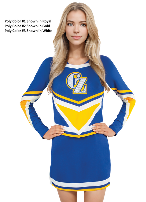 Poly Color #1 Shown in Royal, Poly color #2 Shown in Gold, Poly color #3 Shown in White