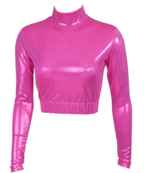 Closeout Metallic Mock Turtleneck Midriff 00210-2