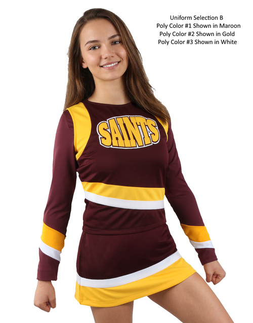 Selection B - Poly Color #1 Shown in Maroon, Poly Color #2 Shown in Gold, Poly Color #3 Shown in White