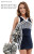 Selection D - Custom Vest CF1513 paired with Low-Rise A-Line Skirt CF2390. Poly color #1 Shown in Navy, Poly color #2 Shown in White, Poly color #3 Shown in Metallic Silver