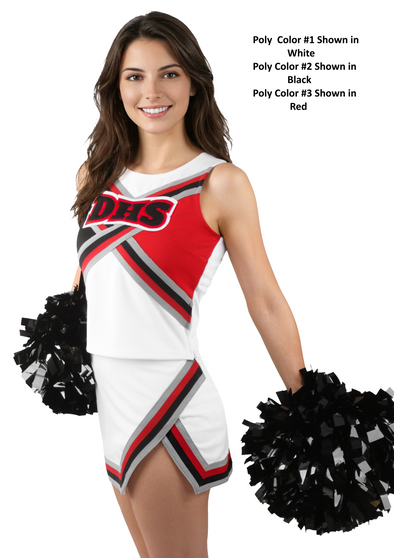 Poly Color #1 Shown in White, Poly Color #2 Shown in Red, Poly Color #3 Shown in Black