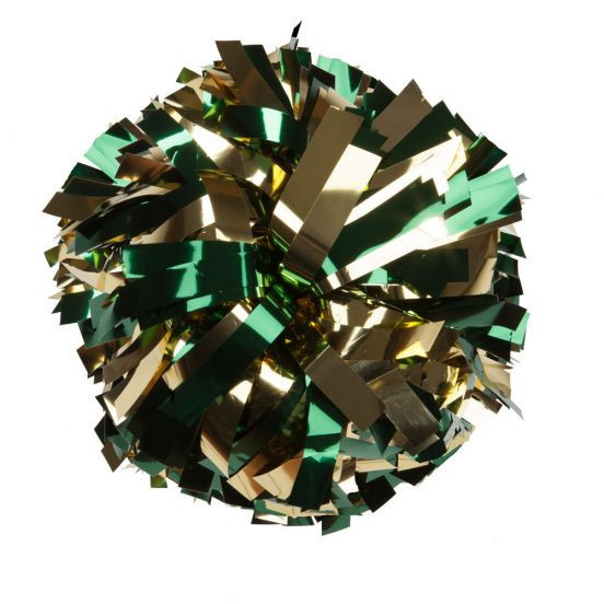 Closeout 8" Two-Color Metallic Mix Pom  Dark Green/Gold