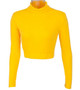 Grace Turtleneck Midriff Top For Cheerleading & Dance - Black Stretch Nylon, Elastic Waist & Zipper