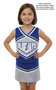 Selection B - Youth - Custom Vest CF1446 paired with Low-Rise skirt CF2312.  Poly Color #1 Shown in Royal, Poly Color #2 Shown in Grey, Poly Color #3 Shown in White.