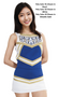 Selection A - Custom CF1145 Vest  paired with a Low-Rise skirt CF2312 - Poly Color #1 Shown Royal, Poly Color #2 Shown in White, Poly Color #3 Shown in Metallic Gold.