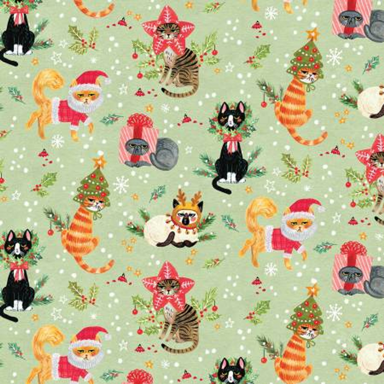 Christmas Cats Fabric Uk