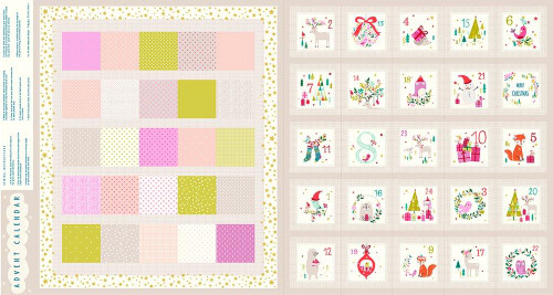 Metallic Advent Calender Panel by Dashwood Studio, Available from Purple Stitches, Hampshire UK.