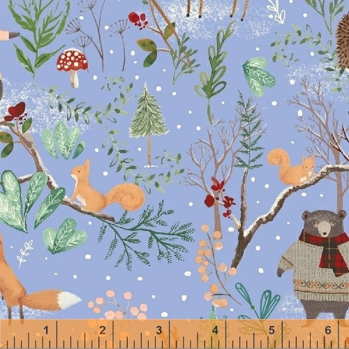 Christmas fabric, a walk in the woods by Windham fabrics, available from Purple Stitches, UK