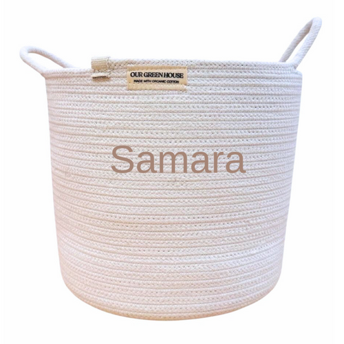 Organic Cotton Rope Basket - Personalized, White