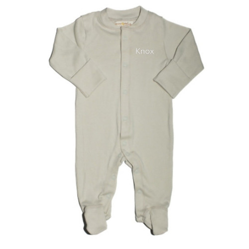 Embroidered Footed Pajamas - Stone