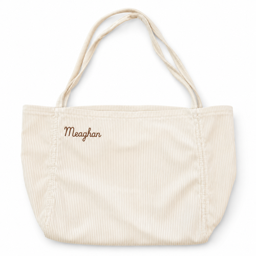 Personalized Organic Corduroy Tote Bag - Cream
