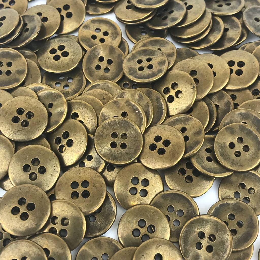 Antiqued Brass Metal Button 15mm 50pc