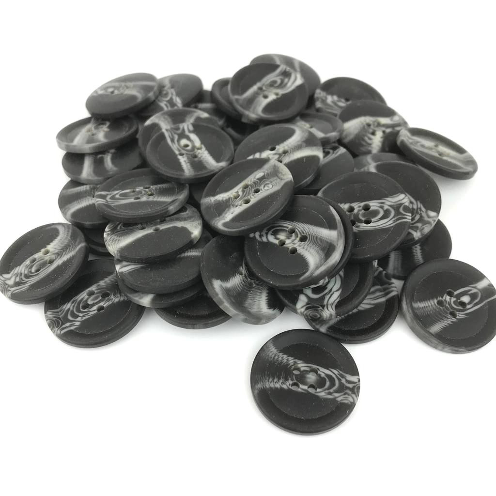 Black Marble Four Hole Button 44L D:27mm 50pc