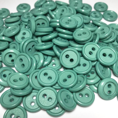 Green Button 2 Hole Rim Edge D:14mm 50pc