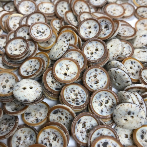 Grey Speckled Egg Button 15mm 50pc