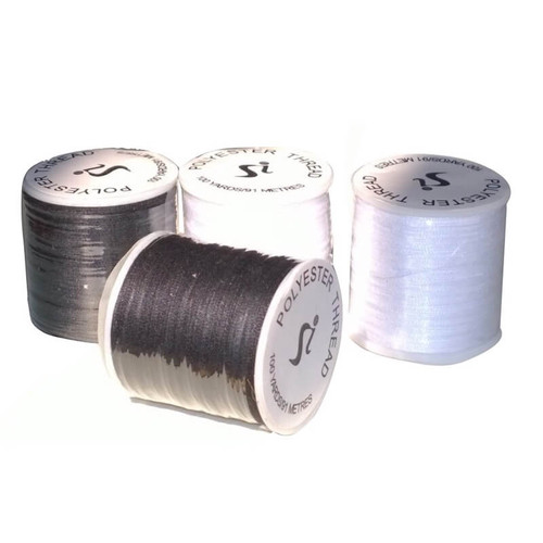 Black or White polyester sewing thread on 100 yard spool.